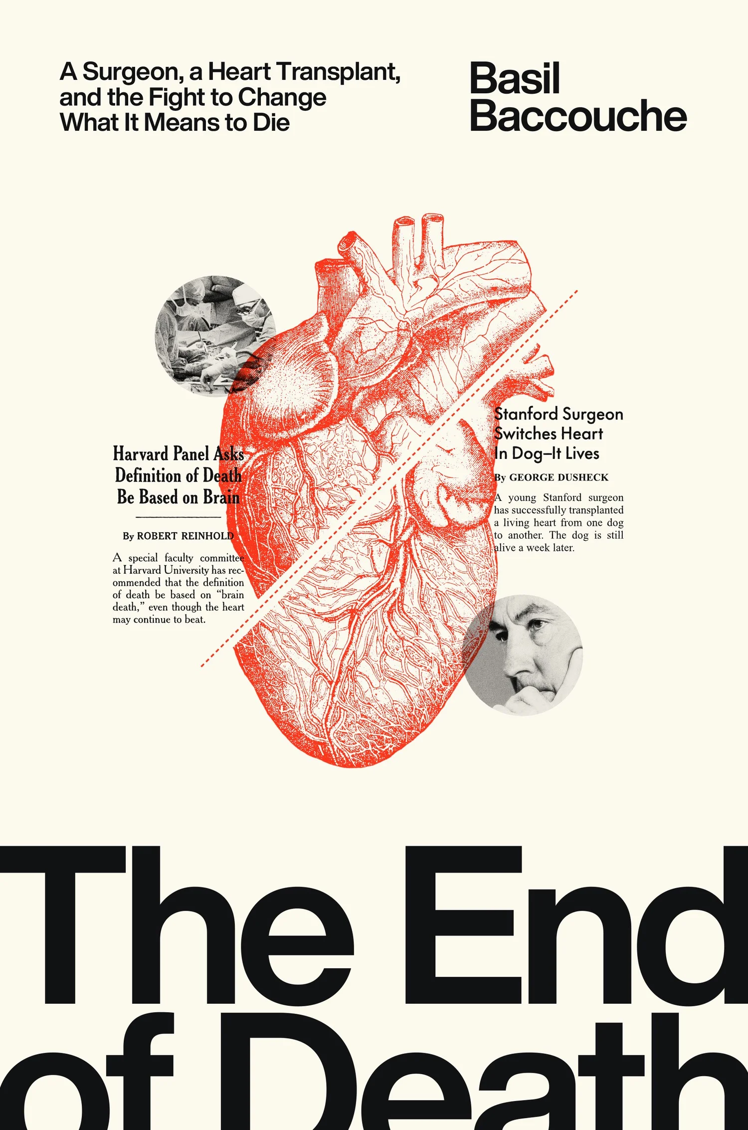 The End of Death by Basil Baccouche — jacket showing an anatomical drawing of a human heart in red.